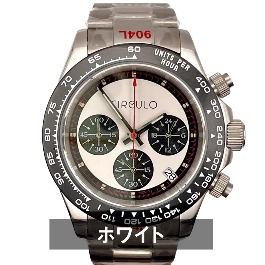 腕時計 メンズ 40代 50代 オマージュウォッチ クロノグラフ クォーツ 39mm パンダ シルクロ CI-1020｜circulo｜02