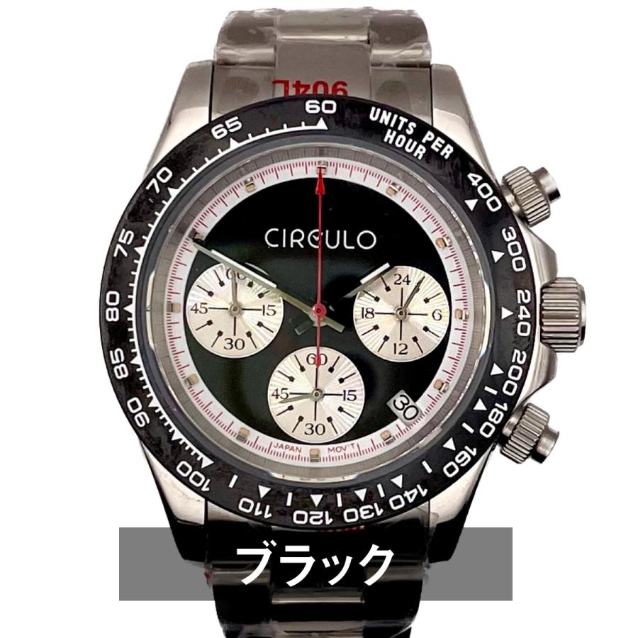 腕時計 メンズ 40代 50代 オマージュウォッチ クロノグラフ クォーツ 39mm パンダ シルクロ CI-1020｜circulo｜03