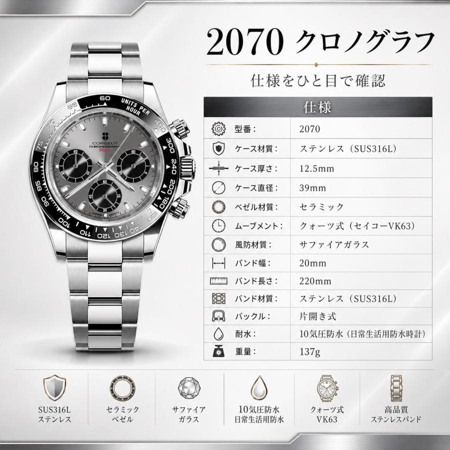 腕時計 メンズ 40代 50代 クロノグラフ オマージュウォッチ クォーツ
