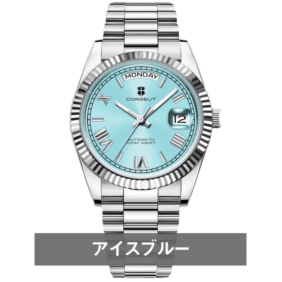腕時計 メンズ 機械式 自動巻き 40代 50代 オマージュウォッチ デイデイト 手巻き 36mm 日付 曜日 CORGEUT 6002 |  | 03