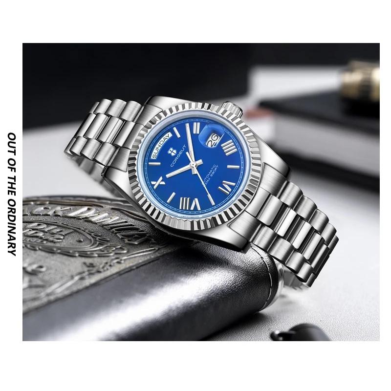 腕時計 メンズ 機械式 自動巻き 40代 50代 オマージュウォッチ デイデイト 手巻き 36mm 日付 曜日 CORGEUT 6002 |  | 12