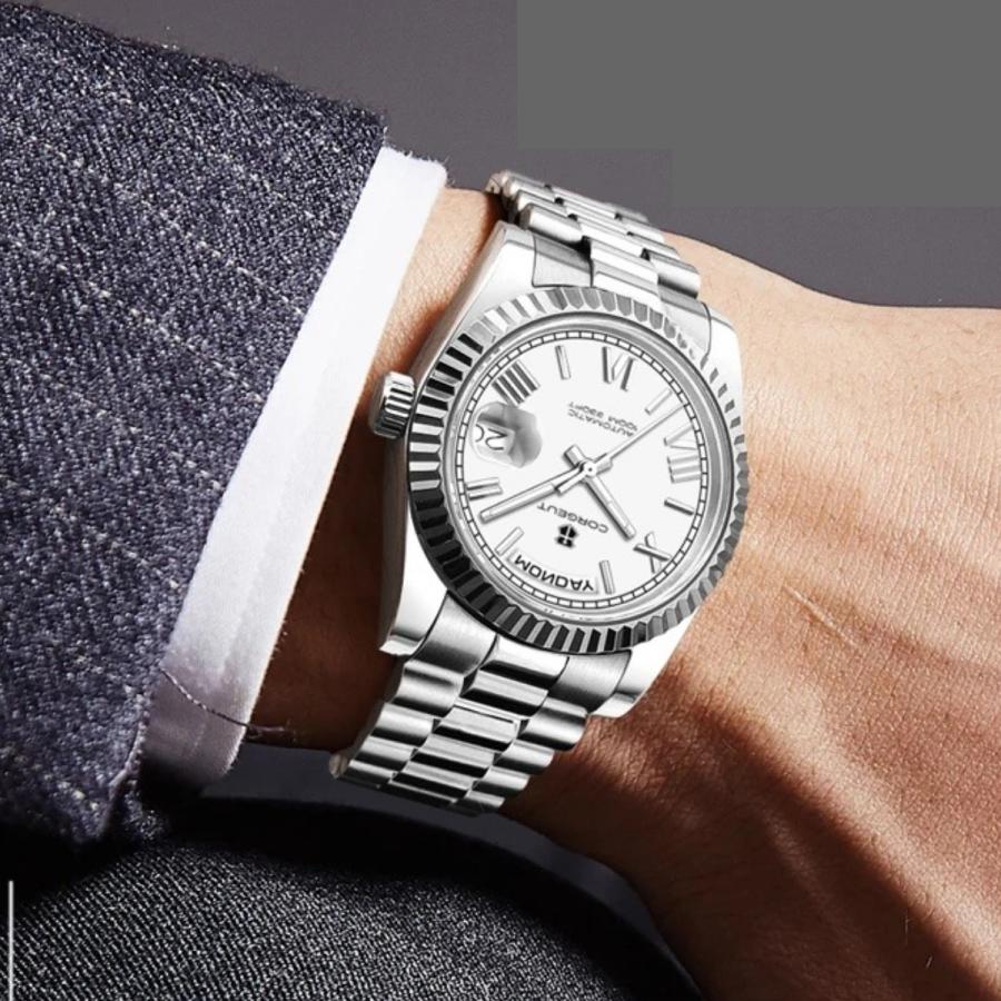 腕時計 メンズ 機械式 自動巻き 40代 50代 オマージュウォッチ デイデイト 手巻き 36mm 日付 曜日 CORGEUT 6002 |  | 13