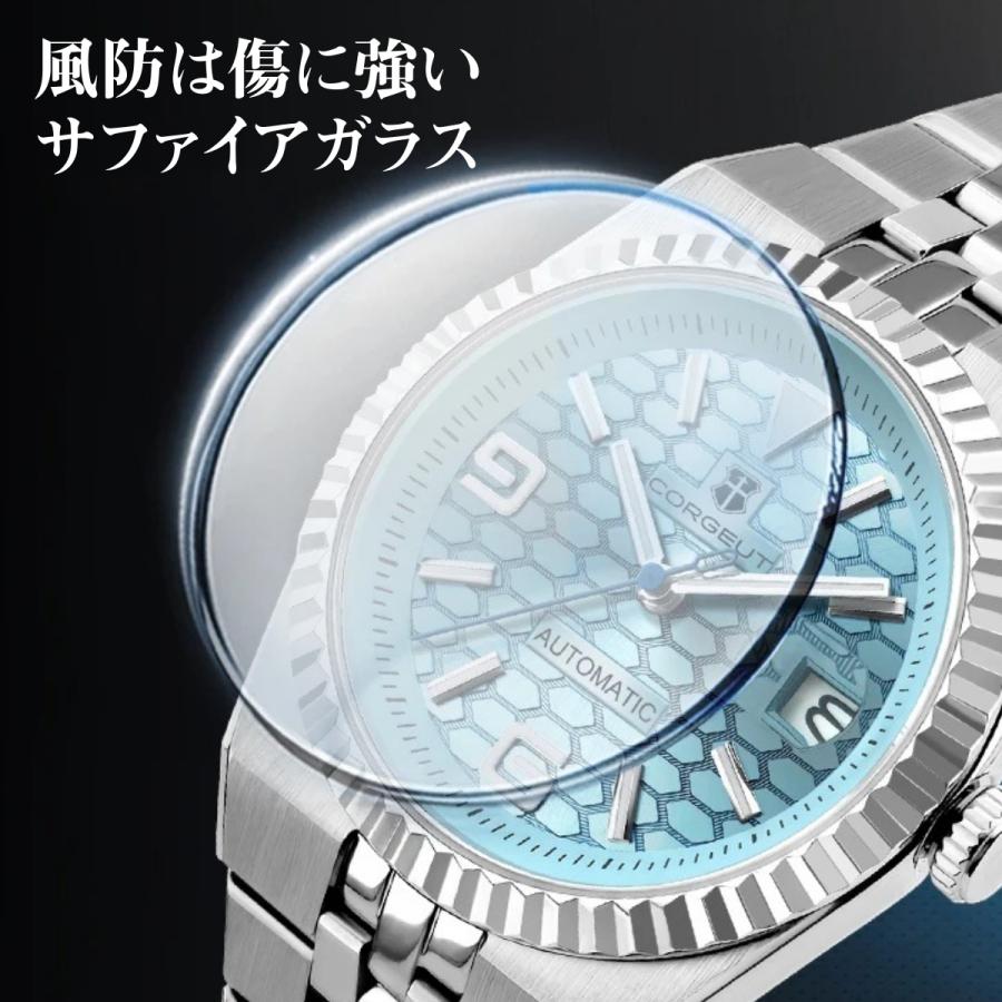 自動巻き腕時計 メンズ オマージュウォッチ 機械式 手巻き ハニカム 40mm 10気圧防水 日付 CORGEUT 6033 |  | 04