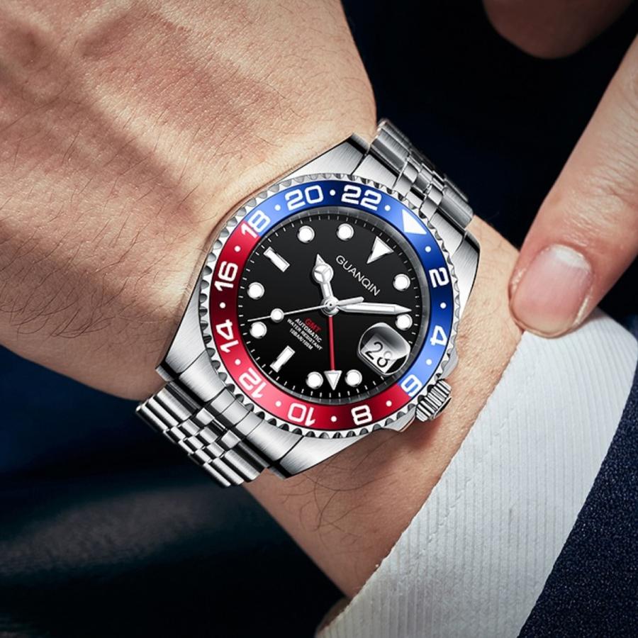 自動巻き腕時計 メンズ 40代 50代 レフトハンド GMT オマージュ