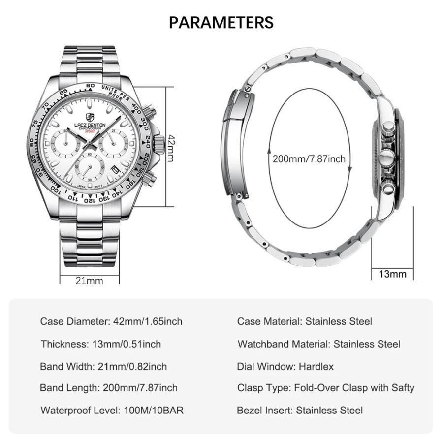腕時計 メンズ 40代 50代 クロノグラフ オマージュウォッチ クォーツ LACZ DENTON 日本語説明書付き LD-9105 |  | 13