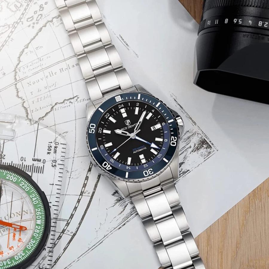 機械式腕時計 メンズ 40代 50代 GMT オマージュウォッチ Dバックル LACZ DENTON 日付 LD-9106 |  | 06