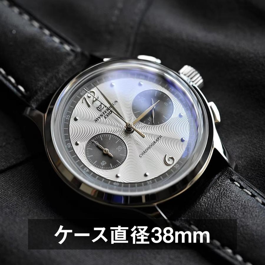 腕時計 メンズ 40代 50代 クロノグラフ クォーツ 38mm 革ベルト ホワイト MYSTERIOUS CODE |  | 01