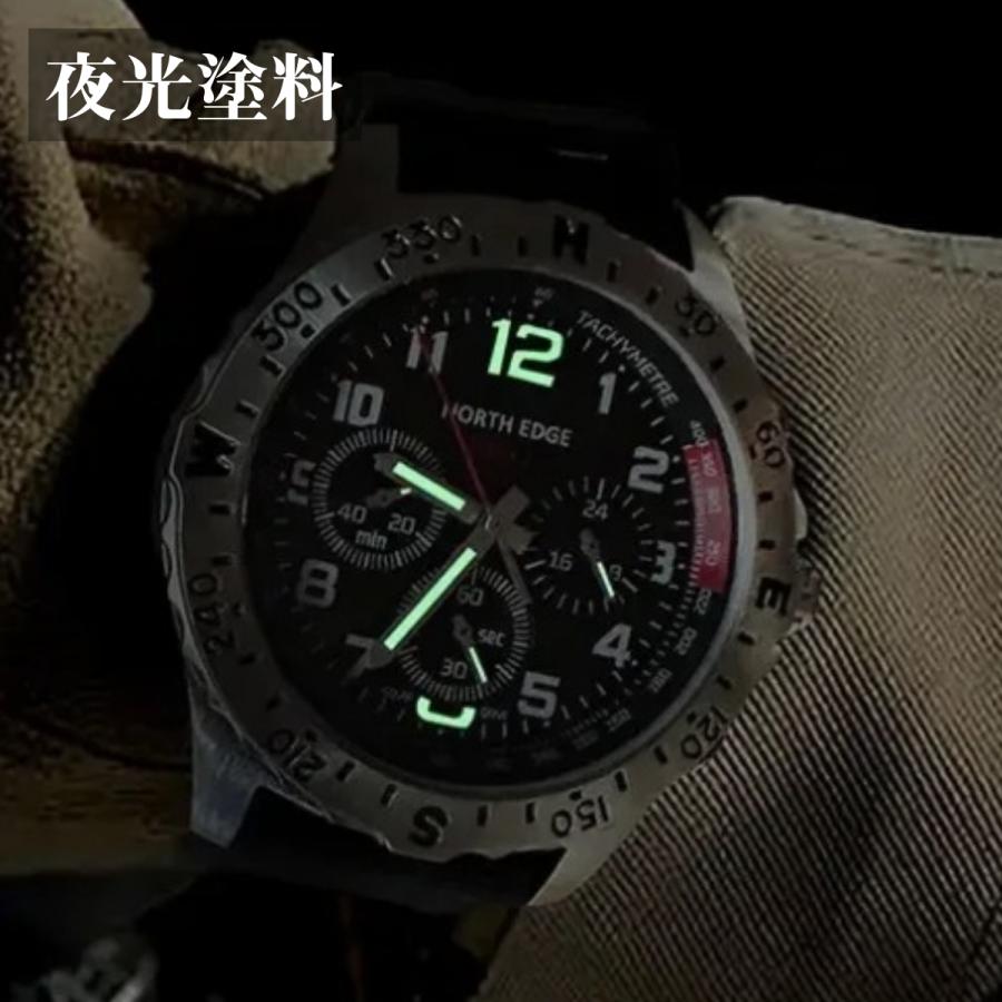 腕時計 メンズ ソーラー 方位ベゼル クロノグラフ 24時間計 5気圧防水 NORTH EDGE MACH2 |  | 06