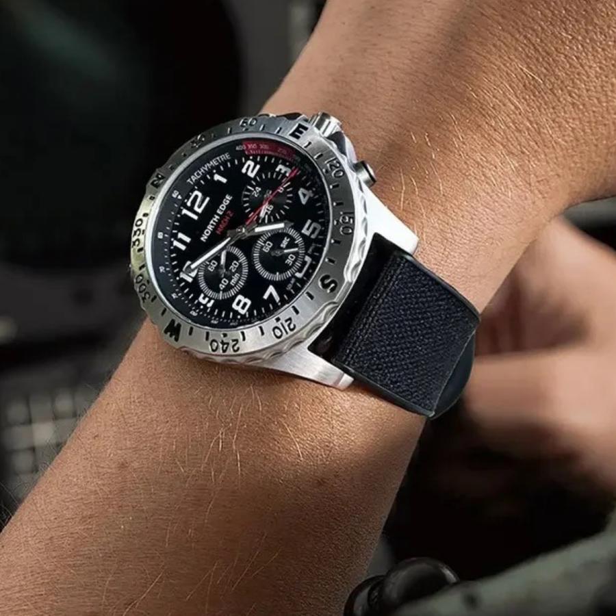 腕時計 メンズ ソーラー 方位ベゼル クロノグラフ 24時間計 5気圧防水 NORTH EDGE MACH2 |  | 10