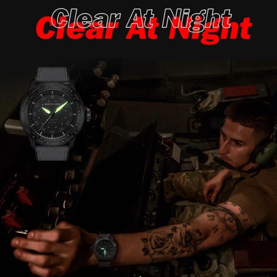 腕時計 メンズ ソーラー ワールドタイム機能 パイロットウォッチ 5気圧防水 ナイロン 革 NORTH EDGE MACH |  | 08