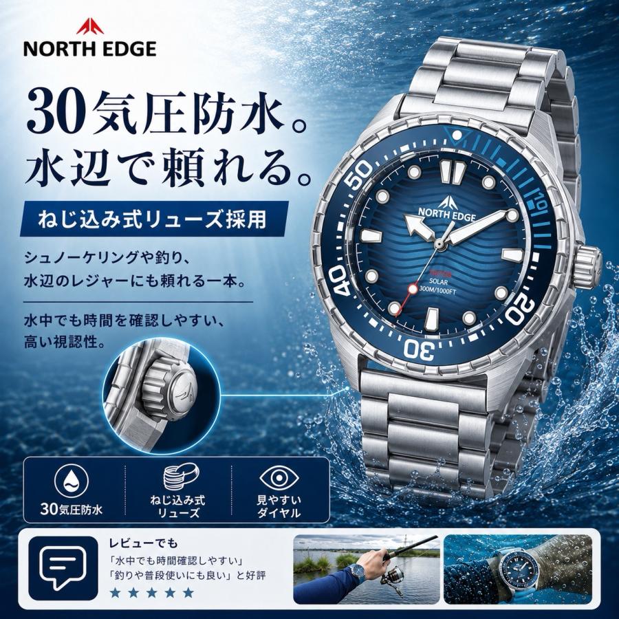 爆買 腕時計 メンズ ソーラー ダイバーズウォッチ 大きめ 300m防水