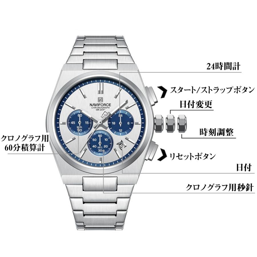 ペアウォッチ カップル 夫婦 クォーツ クロノグラフ ペア価格 日付 プレゼント ギフト NAVIFORCE NF8048 |  | 05