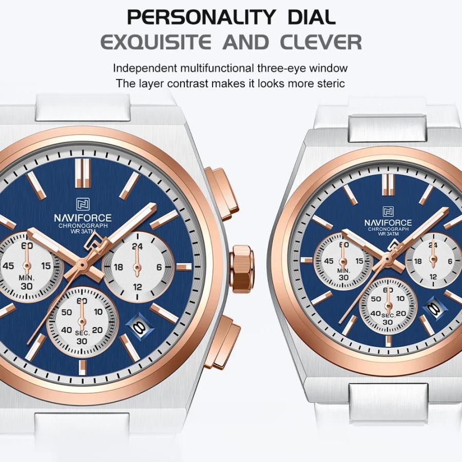 ペアウォッチ カップル 夫婦 クォーツ クロノグラフ ペア価格 日付 プレゼント ギフト NAVIFORCE NF8048 |  | 08