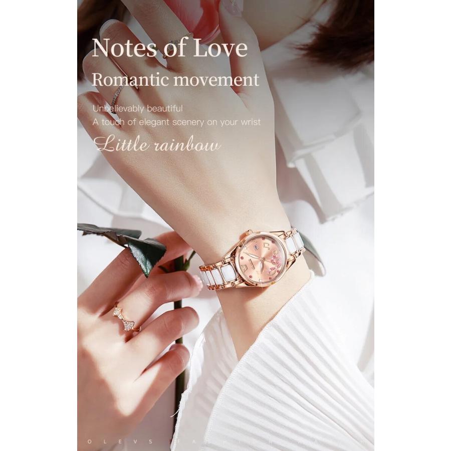 腕時計 レディース 20代 30代 40代 OLEVS クォーツ 音符 ト音記号 日付表示 3605 |  | 05