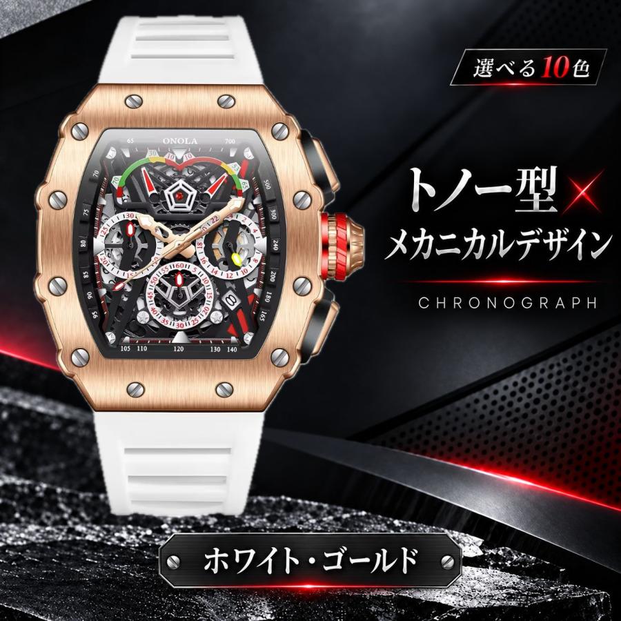 腕時計 メンズ クロノグラフ オマージュウォッチ クォーツ トノー型