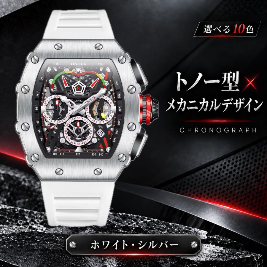 腕時計 メンズ クロノグラフ オマージュウォッチ クォーツ トノー型