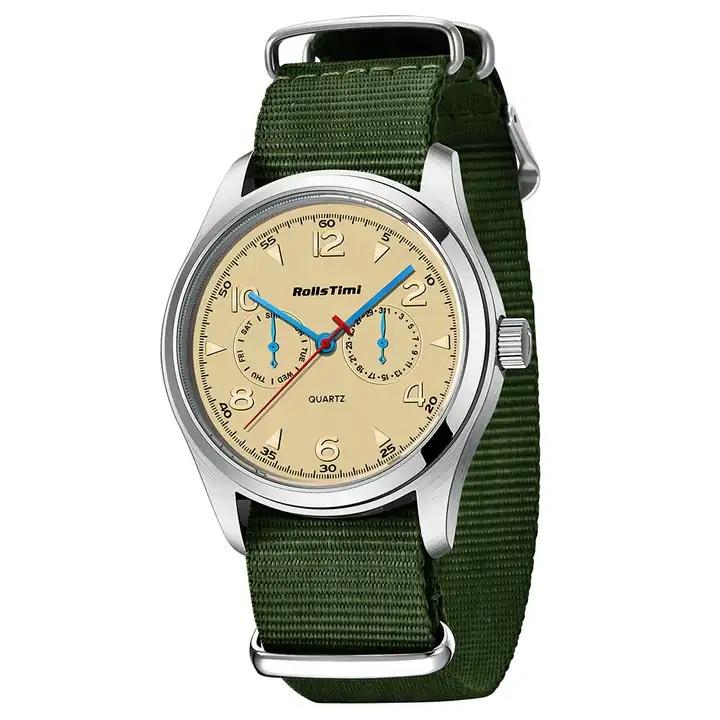 腕時計 メンズ 40代 50代 ROLLSTIMI クォーツ式 NATOベルト 日付 週表示 ナイロン 2針 RT-7903 |  | 07