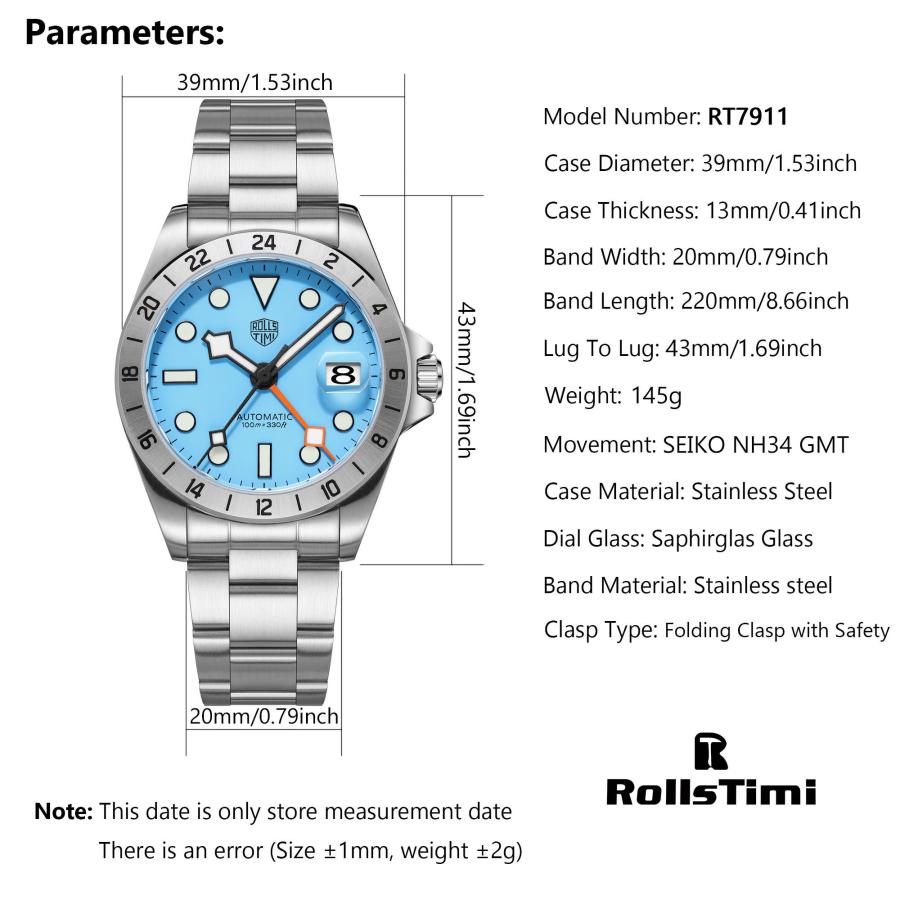機械式腕時計 メンズ GMT オマージュウォッチ 自動巻き セイコー