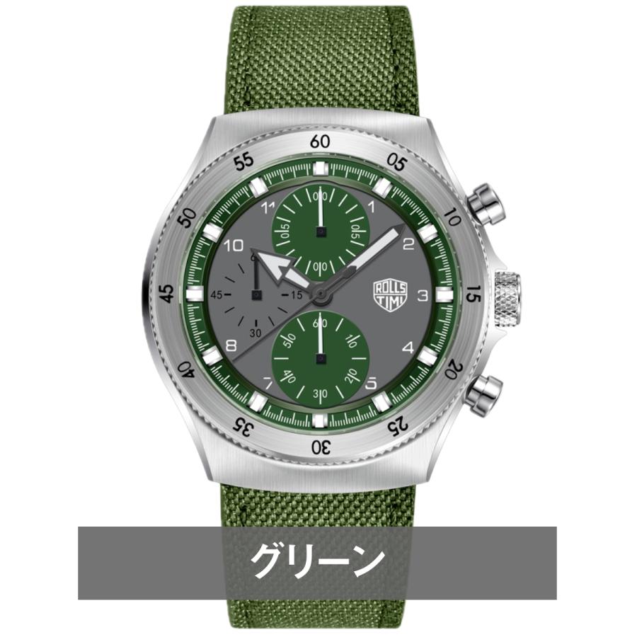 腕時計 メンズ 40代 50代 クロノグラフ クォーツ ナイロンベルト 革 回転ベゼル 5気圧防水 Rolls Timi RT-7932 |  | 02