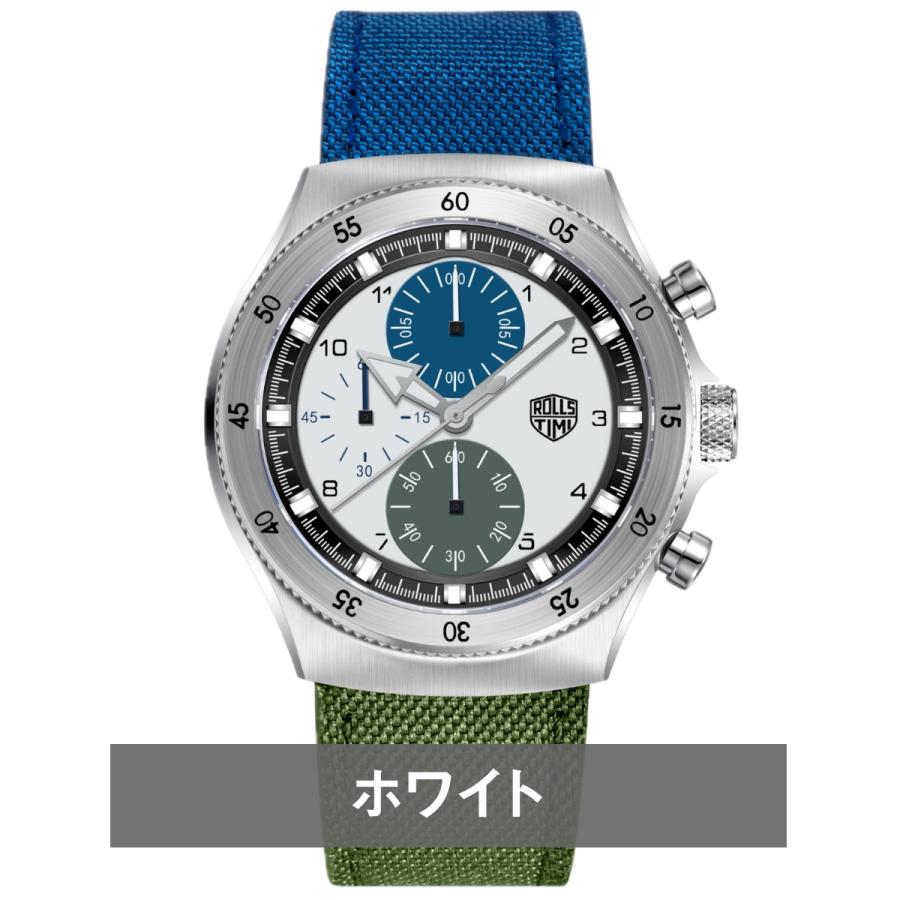 腕時計 メンズ 40代 50代 クロノグラフ クォーツ ナイロンベルト 革 回転ベゼル 5気圧防水 Rolls Timi RT-7932 |  | 03