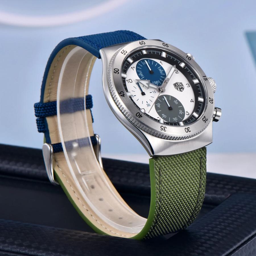 腕時計 メンズ 40代 50代 クロノグラフ クォーツ ナイロンベルト 革 回転ベゼル 5気圧防水 Rolls Timi RT-7932 |  | 12