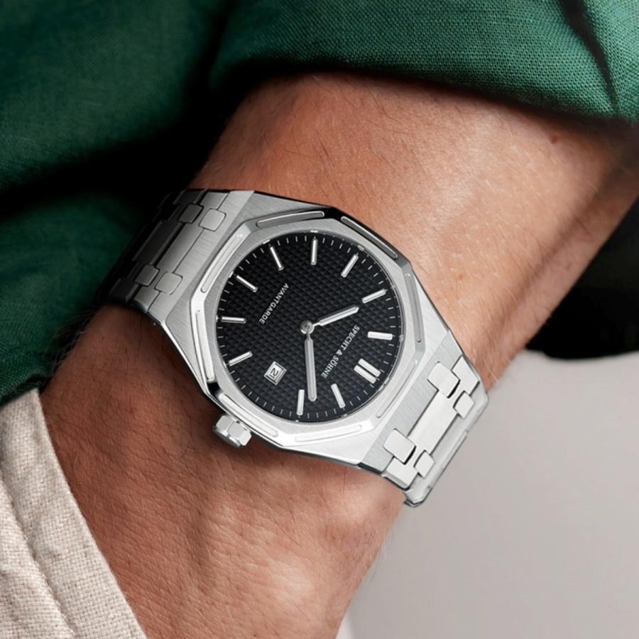 腕時計 メンズ 40代 50代 オマージュウォッチ クォーツ 2針 極薄 薄い