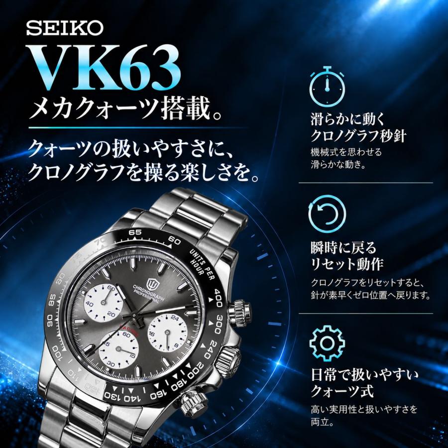 クロノグラフ メンズ腕時計 38mm WATCHDIVES WD16500 メカクォーツ