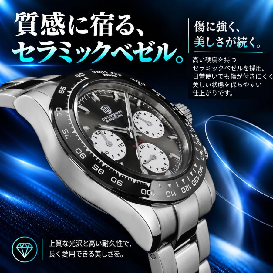 クロノグラフ メンズ腕時計 38mm WATCHDIVES WD16500 メカクォーツ