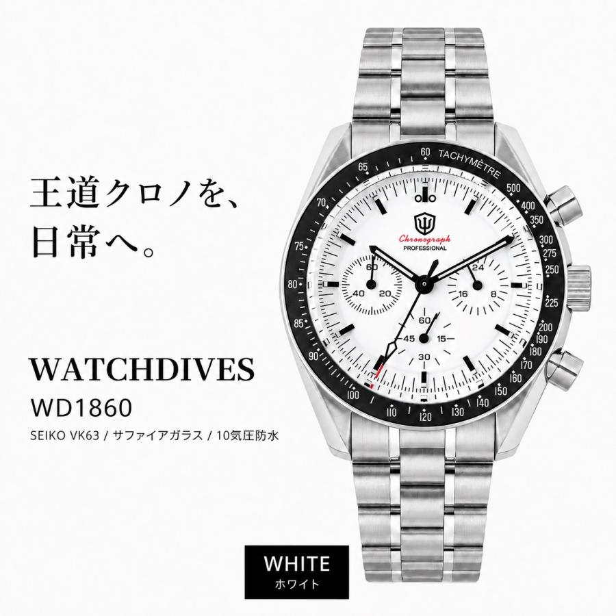 腕時計 メンズ クォーツ クロノグラフ SEIKO VK63 10気圧防水