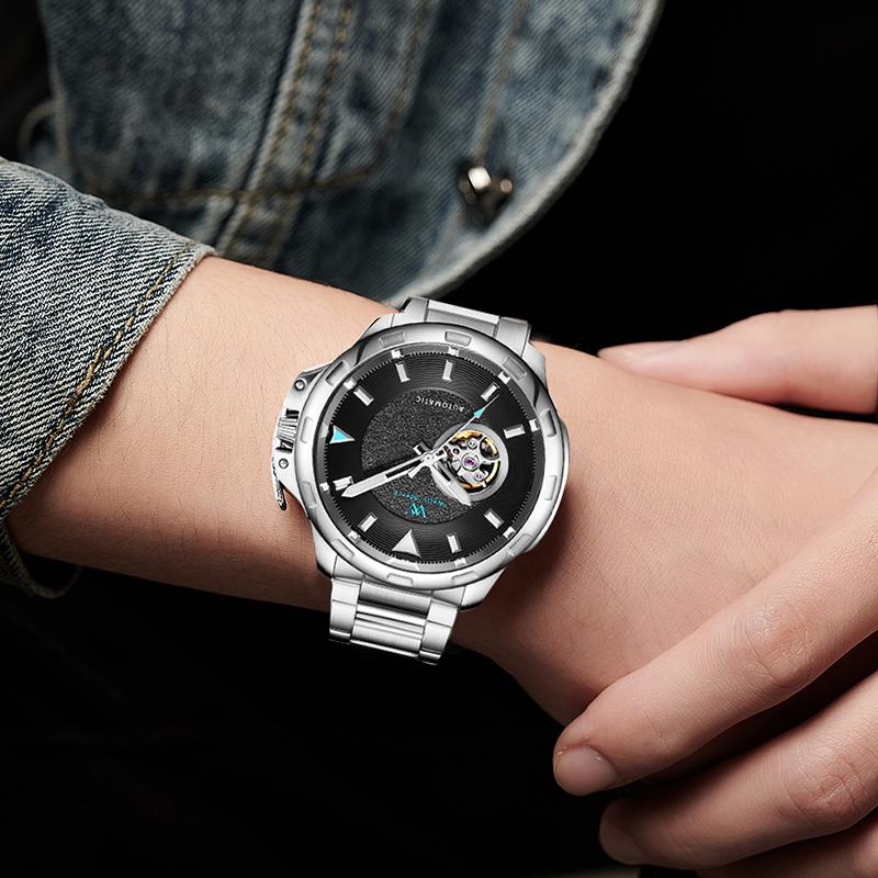 自動巻き腕時計 オープンハート メンズ 40代 50代 機械式 手巻き