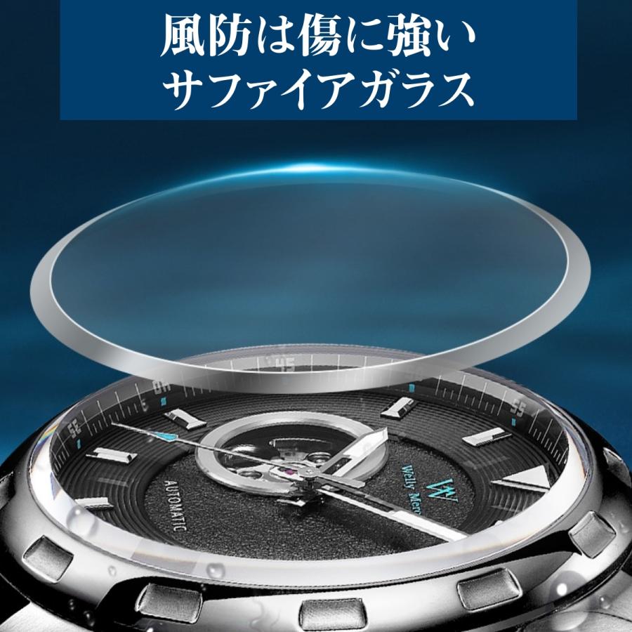 自動巻き腕時計 オープンハート メンズ 40代 50代 機械式 手巻き