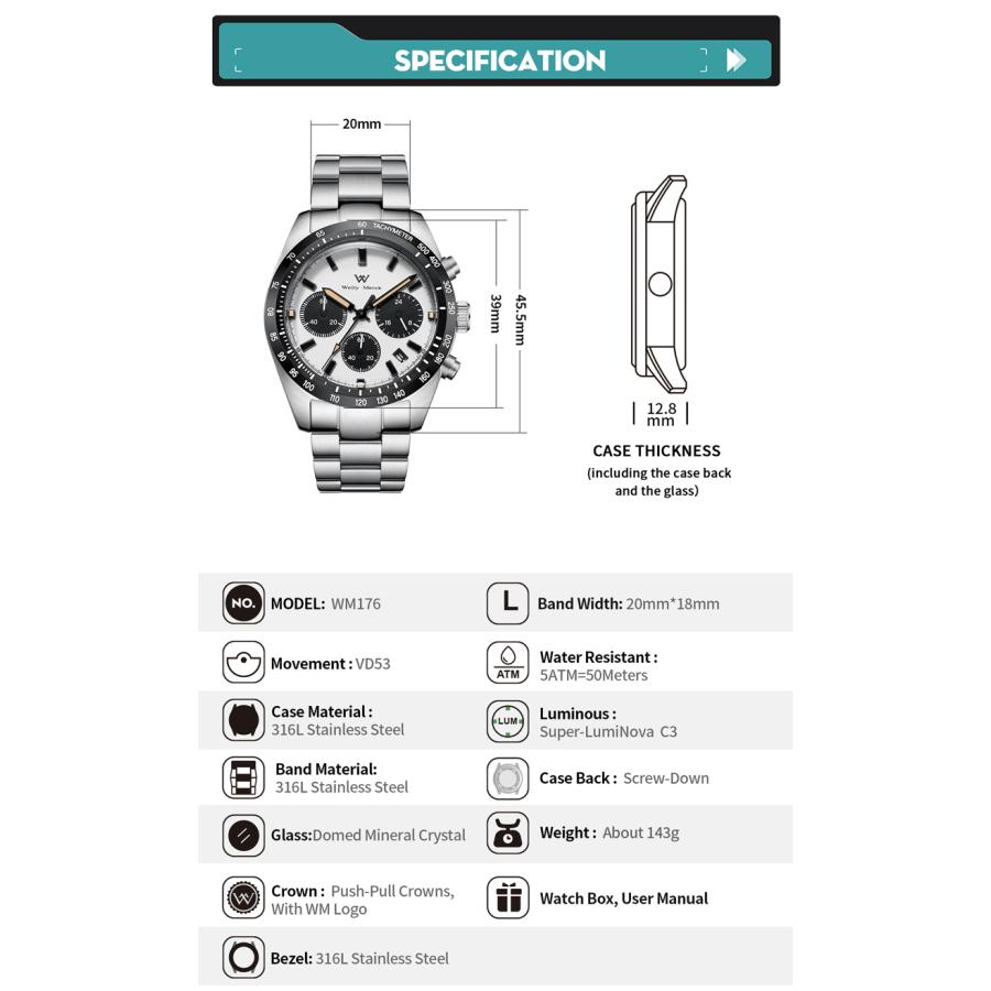 腕時計 メンズ 40代 50代 クロノグラフ オマージュウォッチ クォーツ