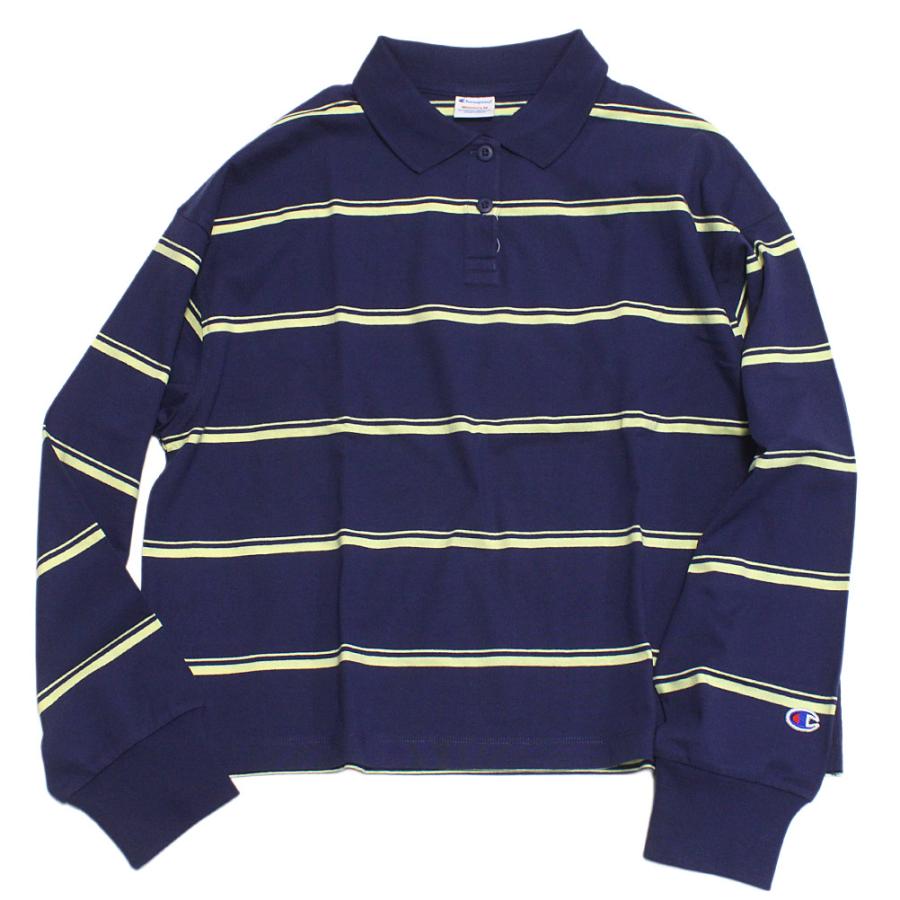 売れ筋商品|||長袖Tシャツ "チャンピオン" LONG SLEEVE　ボーダーポロシャツ カーボンブルー(395)