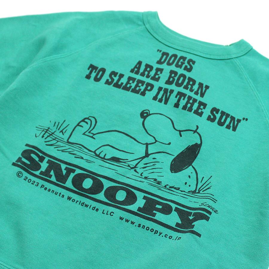 半袖Tシャツ "DD×スヌーピー　デニムアンドダンガリー" 子供服 ウラケ SNOOPY IN THE SUN スウェット 28LGN淡緑｜circus-circus｜03