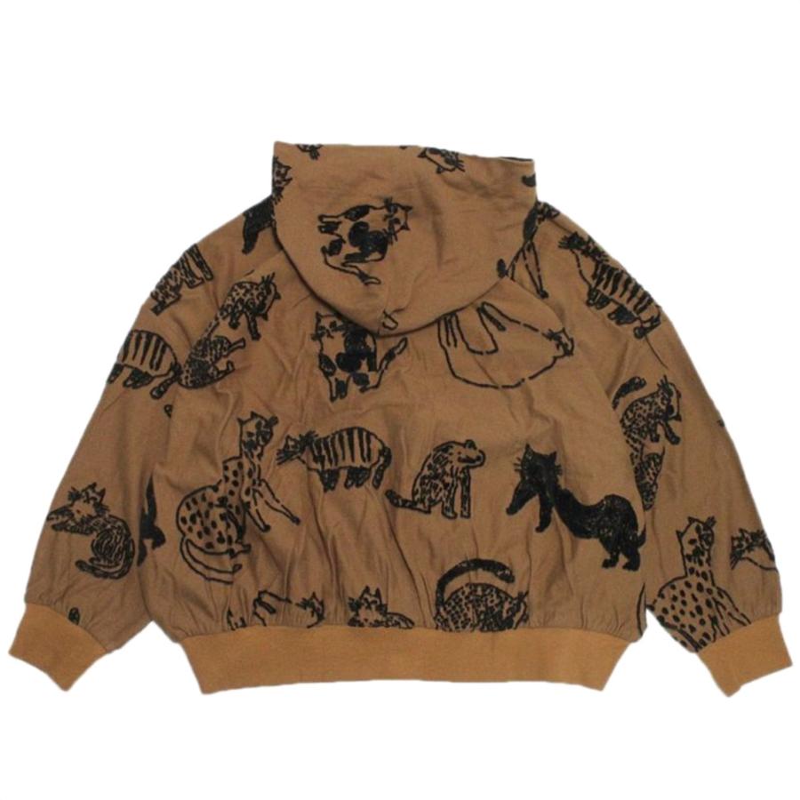 セール 「30%OFF」 パーカー \"ニードルワークス\" CATフロッキージャガード天竺BIGパーカー ブラウンの画像