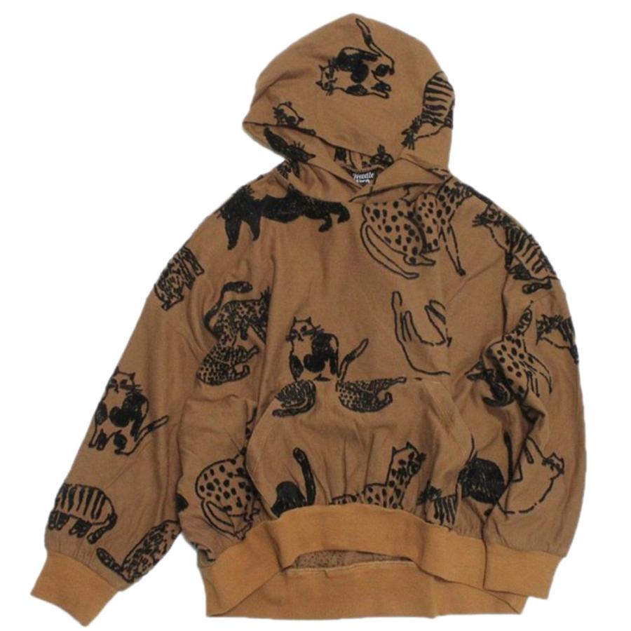 セール 「30%OFF」 パーカー \"ニードルワークス\" CATフロッキージャガード天竺BIGパーカー ブラウンの画像