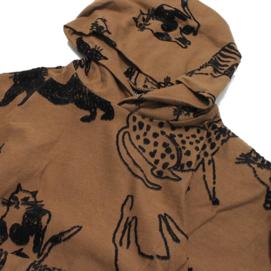 セール 「30%OFF」 パーカー \"ニードルワークス\" CATフロッキージャガード天竺BIGパーカー ブラウンの画像