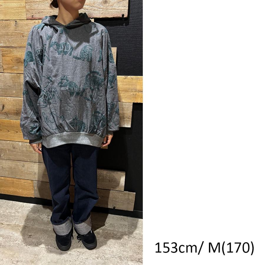 セール 「40%OFF」 パーカー \"ニードルワークス\"" CATフロッキージャガード天竺BIGパーカー チャコール"_5