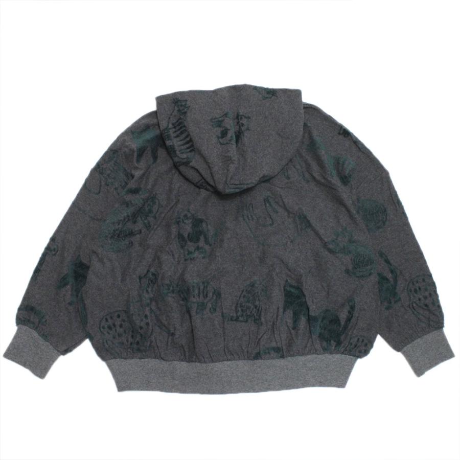 セール 「40%OFF」 パーカー \"ニードルワークス\"" CATフロッキージャガード天竺BIGパーカー チャコール"_1