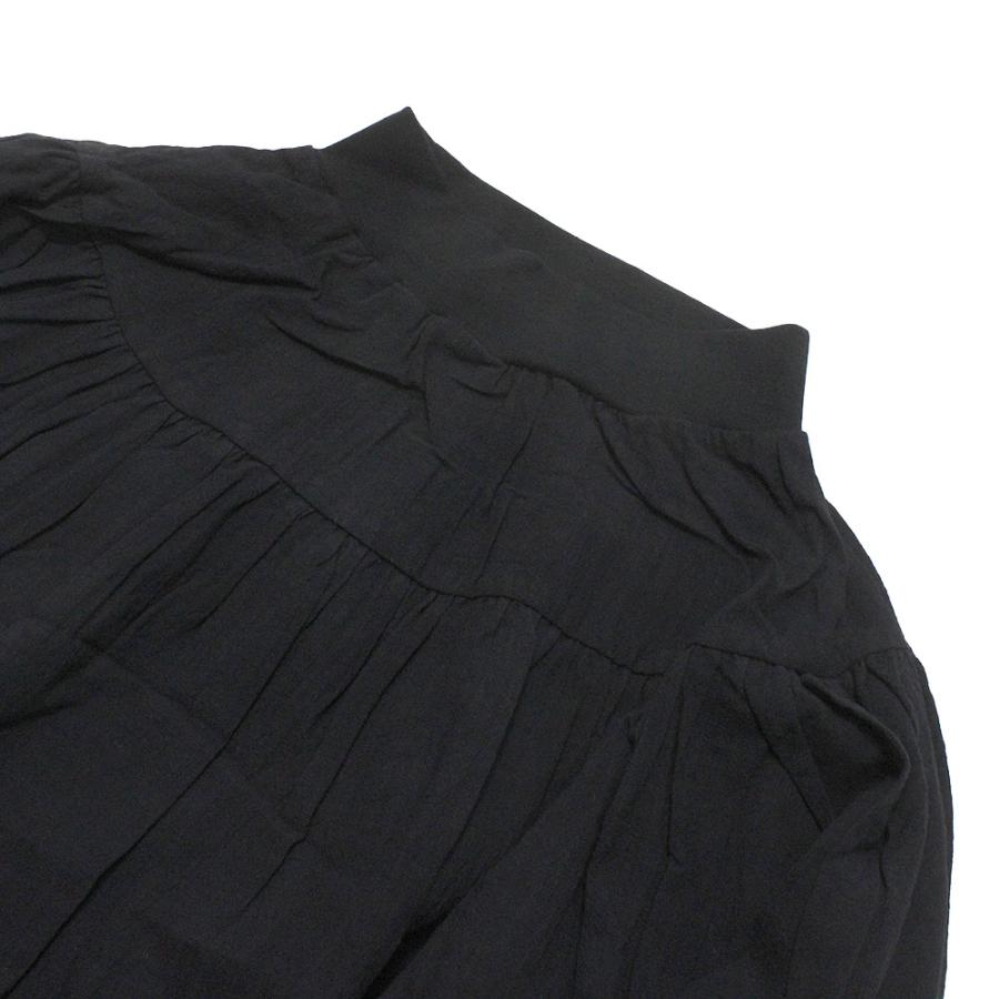 ANAYI Aラインギャザーブラウス 黒 undeny. セール 「50%OFF」 シャツ・ブラウス 