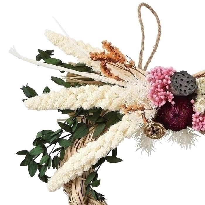 花 しめ縄 ドライフラワー アワ 白 赤 黄 自然素材 ナチュラル おしゃれ インテリア お祝い 正月 飾り 玄関 リース 壁 ドア Cf シルク ド フラワー 通販 Yahoo ショッピング