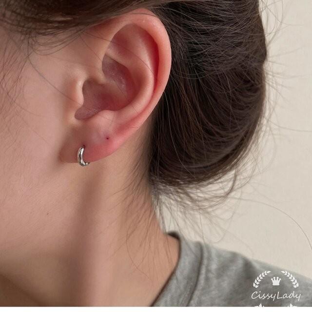 2色展開 S925純銀製 シンプル フープピアス ミニ プッチ 職場 女性