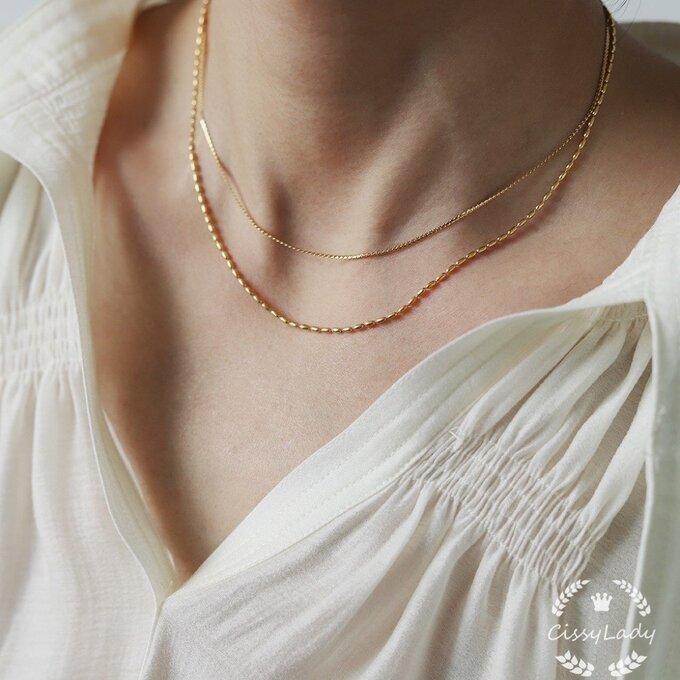 ☆CICI☆サージカルステンレス316L 2連 米粒チェーン ネックレス K18