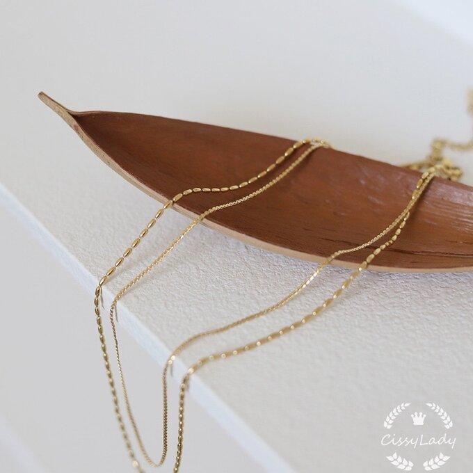 ☆CICI☆サージカルステンレス316L 2連 米粒チェーン ネックレス K18