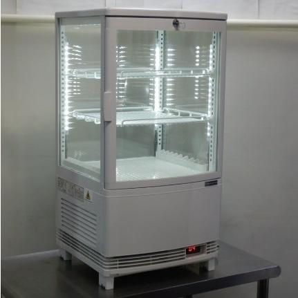 (個人宛配送不可)2019年製　レマコム　RCS-4G63SL　冷蔵ショーケース　W425D412H837mm　4面ガラス　前扉　LED照明付　63L　棚2段　卓上　32.5kg