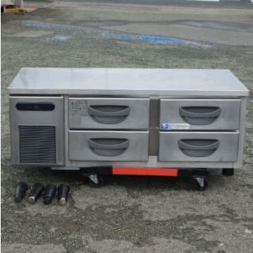 2010年製 フクシマ 冷蔵 低 ドロワー コールドテーブル TBC-40RM  W120D60H58cm 126L 100V 80kg 3ホテルパン 2段 引出