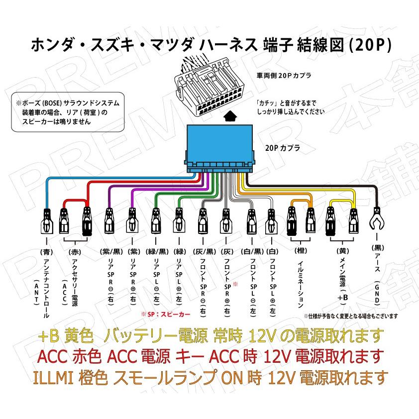 ホンダ（HONDA） 用 カーナビ カーオーディオ オーディオハーネス 20P
