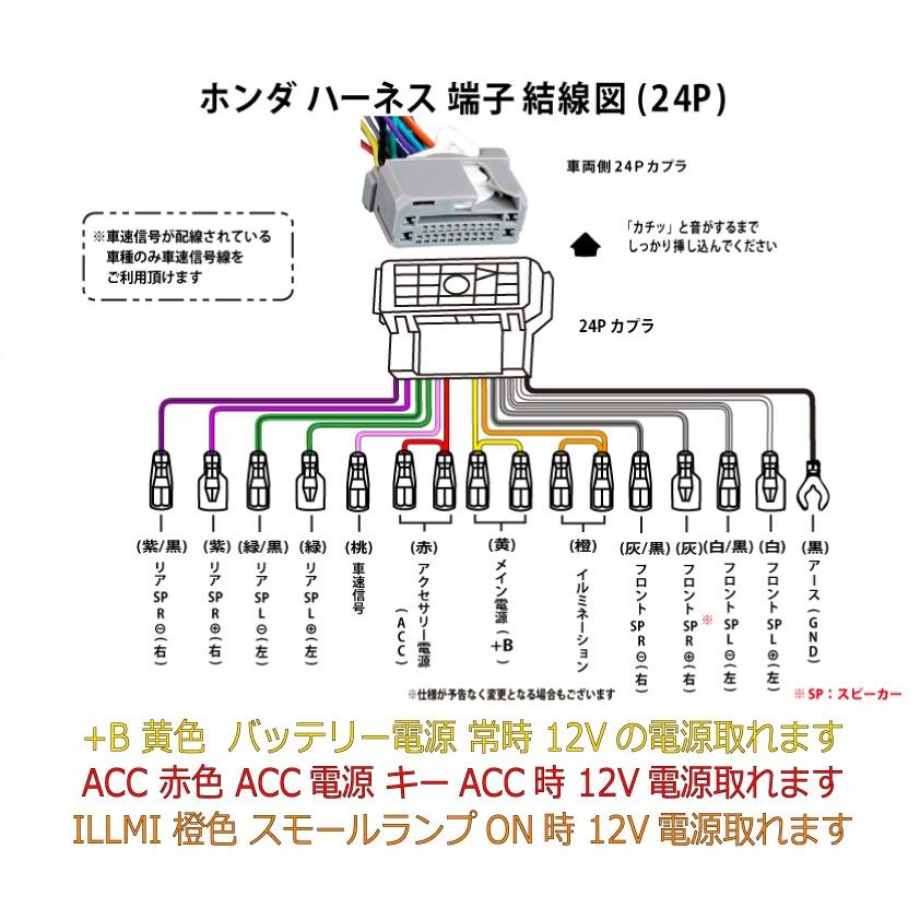 ホンダ（HONDA） 用 カーナビ カーオーディオ オーディオハーネス 24P