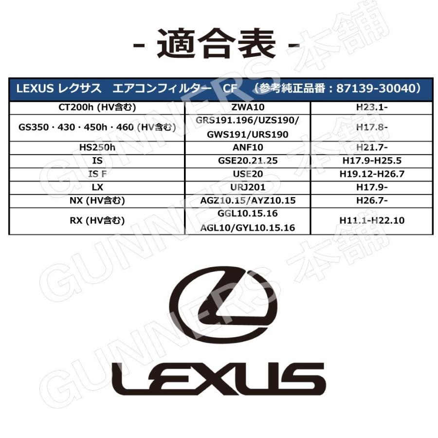 エアコンフィルター LEXUS レクサス車用 CT200h ZWA10 GS350 430 450h 460 GRS191 196 UZS190 GWS191 URS190 HS250h ANF10  87139-30040/52020/52040/B1020｜citizens-honpo｜06