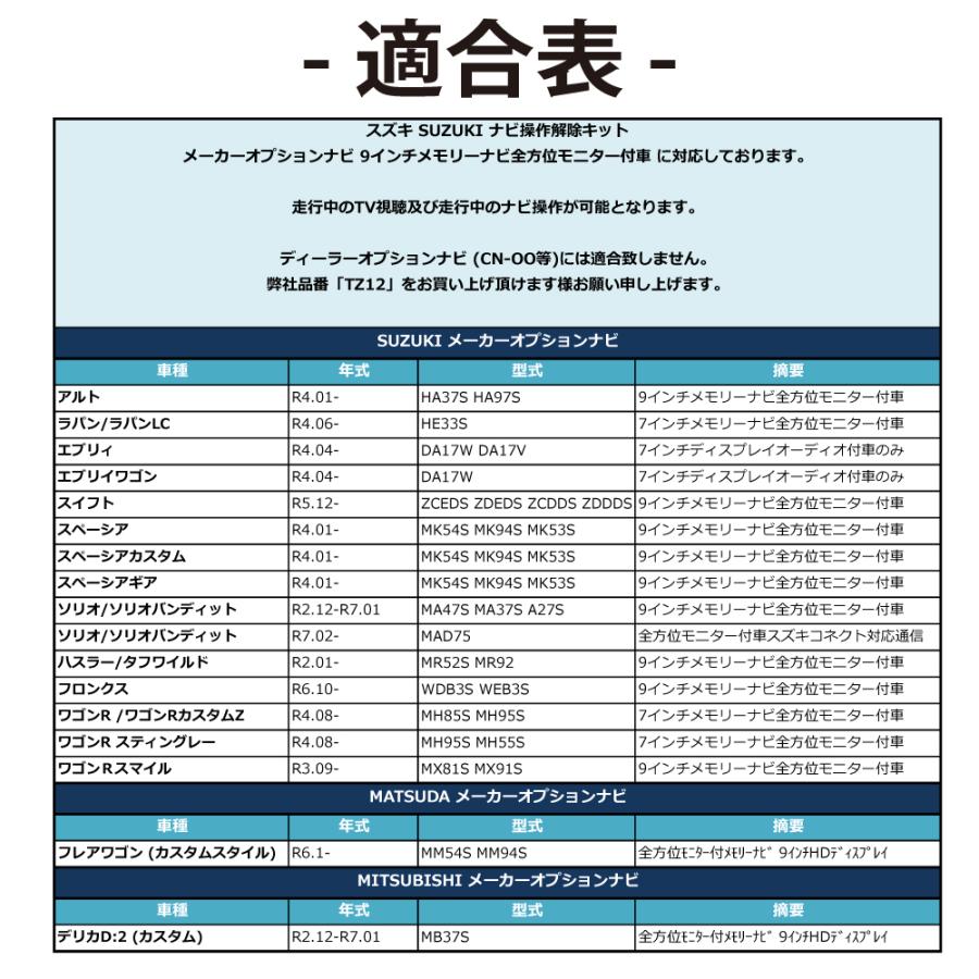 スズキ（SUZUKI） 【TZ32】スズキ テレビ視聴 ＆ ナビ操作解除キット